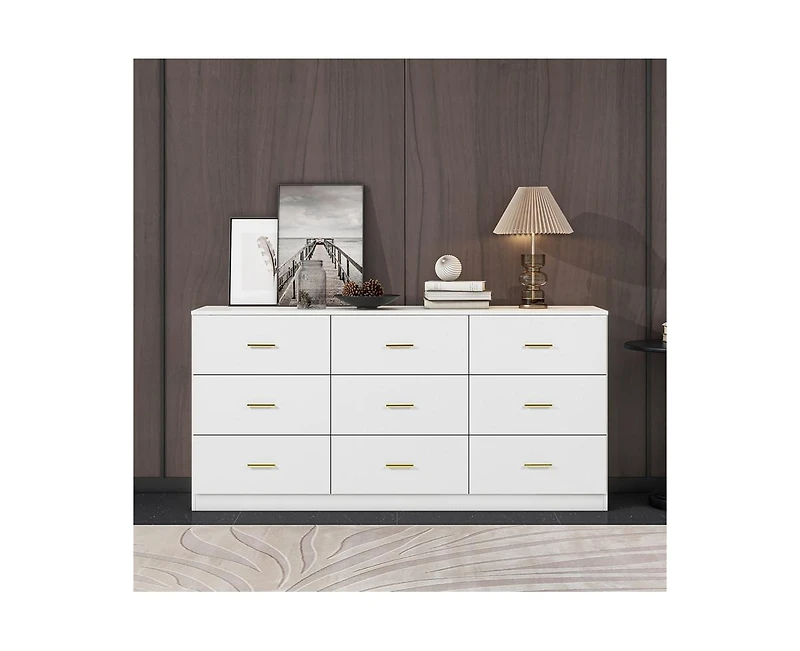 Casainc Modern 9-Drawer Storage Cabinet Dresser Wide Chest of Drawers