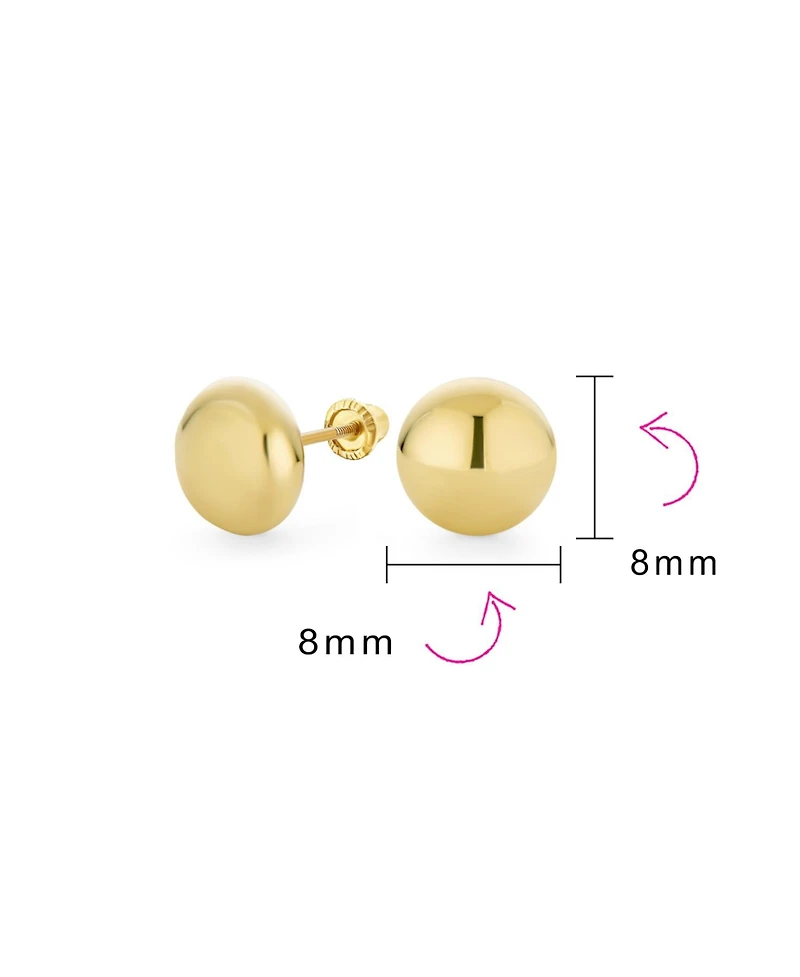 Bling Jewelry Classic Tiny Petite 14K Yellow Gold Round Button Ball Stud Earrings Screw Back