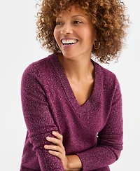 Style & Co Women's V-Neck Shine Sweater, Macy's Exclusive