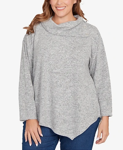 Ruby Rd. Plus Heather Cozy Knit Split Cowl Top