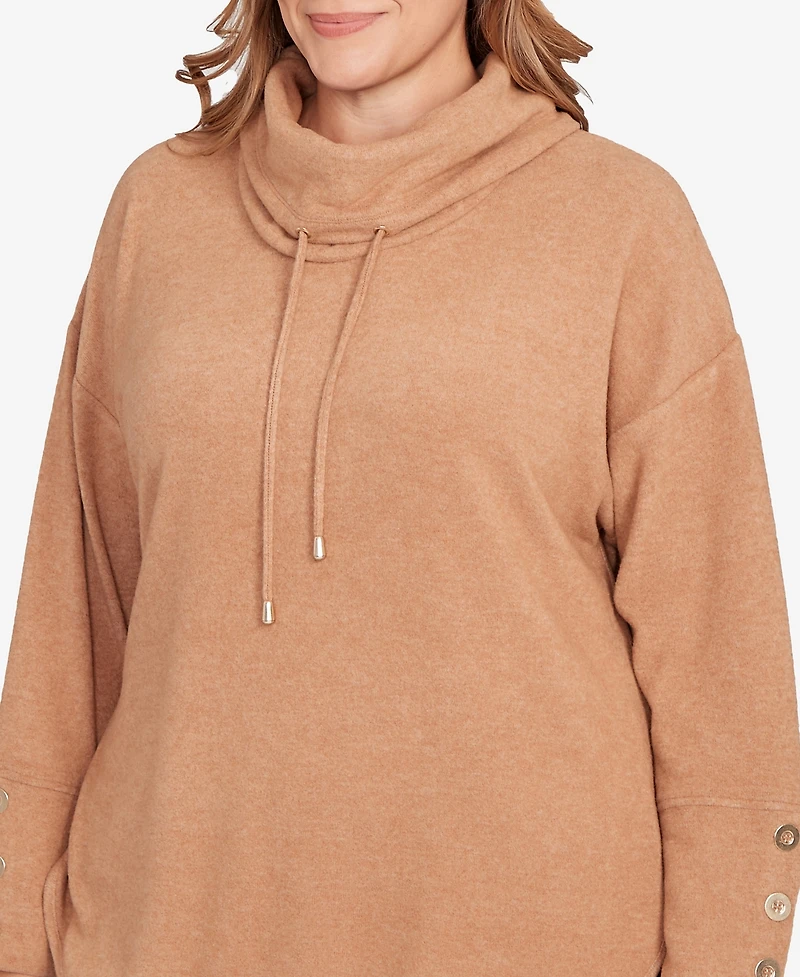 Ruby Rd. Plus Cozy Cowl Neck Drawstring Sweater