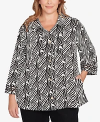 Ruby Rd. Plus Zebra Collared Knit Swing Jacket