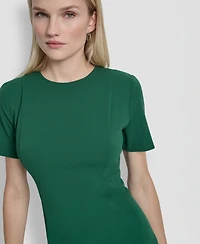 Dkny Petite Short Sleeve Jewel Neck Sheath Dress
