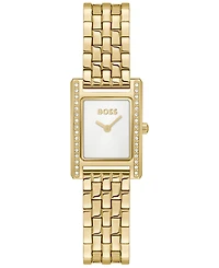 Hugo Boss Women's Lucy Precious Quartz Basic Mini Ionic Plated Thin Gold Steel Watch, 18.50mm