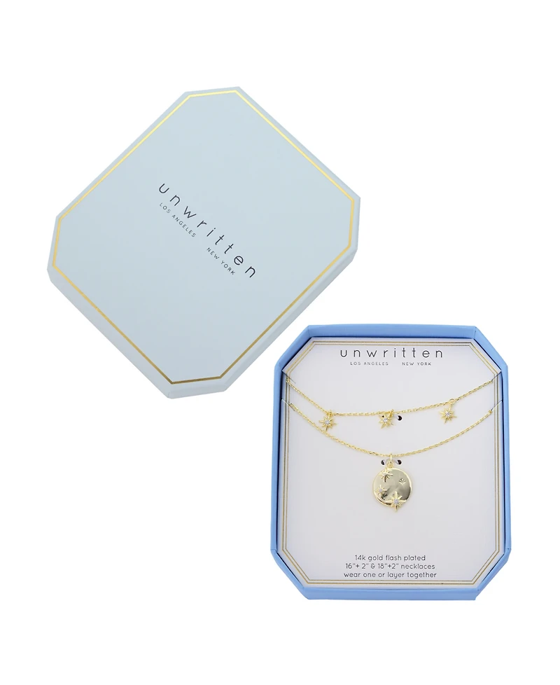 Unwritten Cubic Zirconia Celestial Pendant Layered Necklace Set