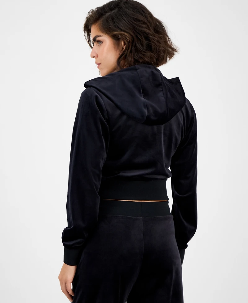 Guess Women's Couture Cropped Velour Hoodie
