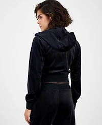 Guess Women's Couture Cropped Velour Hoodie