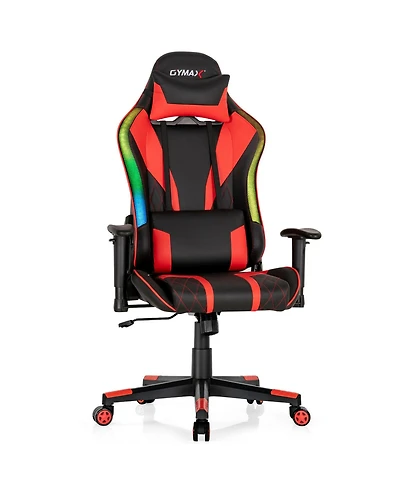 Gymax Gaming Chair Adjustable Swivel Computer Chair w/ Dynamic Led Lights