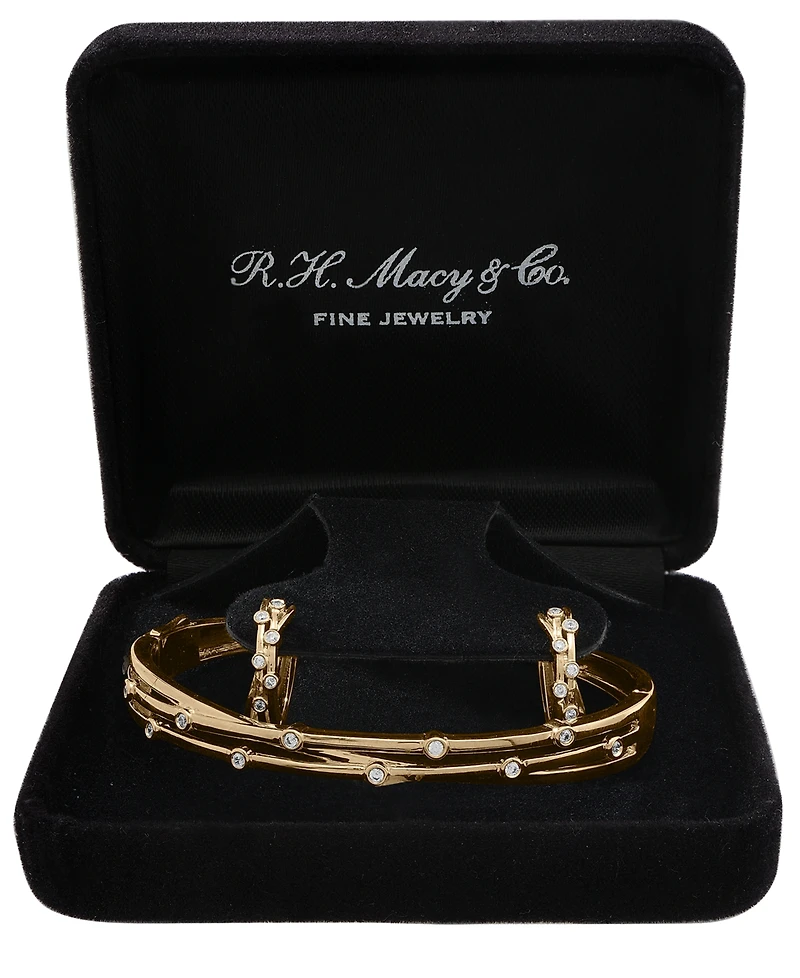2-Pc. Set Diamond Bangle Bracelet and Hoop Earrings (1/4 ct. t.w.) in 14k Gold-Plated Sterling Silver