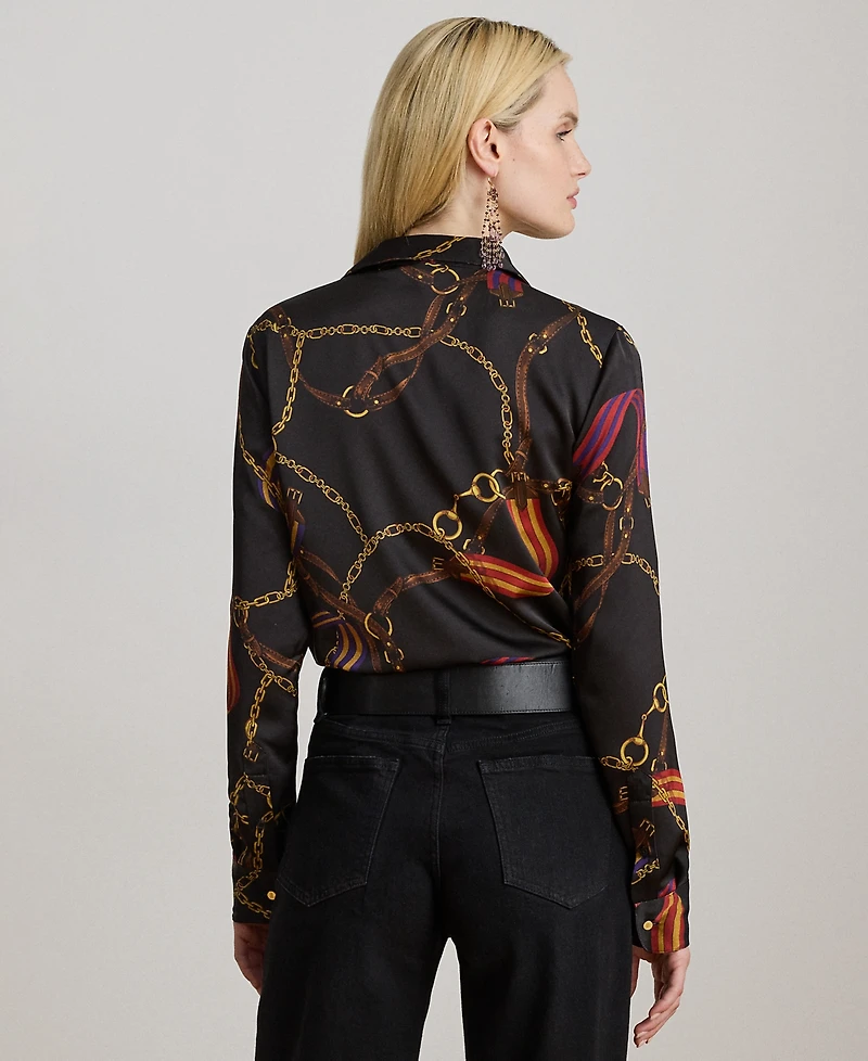 Lauren Ralph Petite Belting Print Shirt