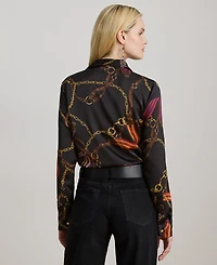 Lauren Ralph Petite Belting Print Shirt