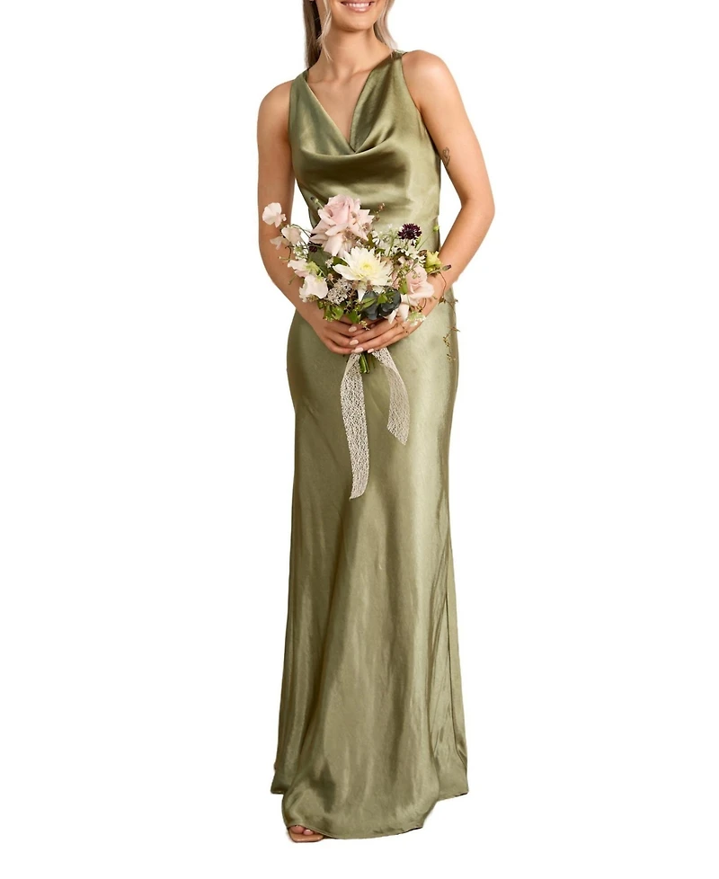 Six Stories Cowl Front Satin Bridesmaid Dress
