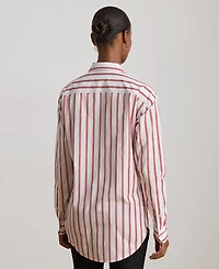 Lauren Ralph Petite Point Collar Striped Shirt