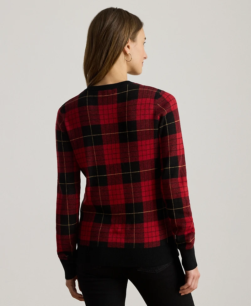 Lauren Ralph Petite Plaid Crewneck Sweater