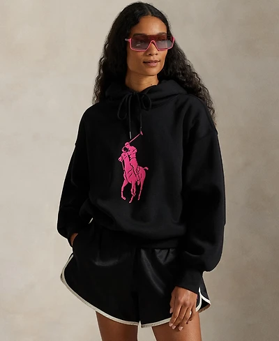 Polo Ralph Lauren Women's Pink Pony Fleece Long Sleeve Hoodie