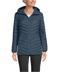 Lands' End Women's Tall Wanderweight Packable Down Hooded Long Jacket