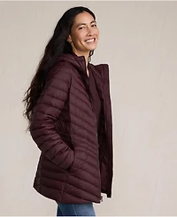 Lands' End Women's Tall Wanderweight Packable Down Hooded Long Jacket