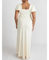 Six Stories Women's Square Neck Crepe Bridesmaid Dress