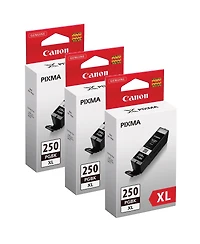 Canon 3 Pack Pgi-250XL Pigment Black Ink Tank for Select Pixma iP, iX, Mg, Mx Series Printers
