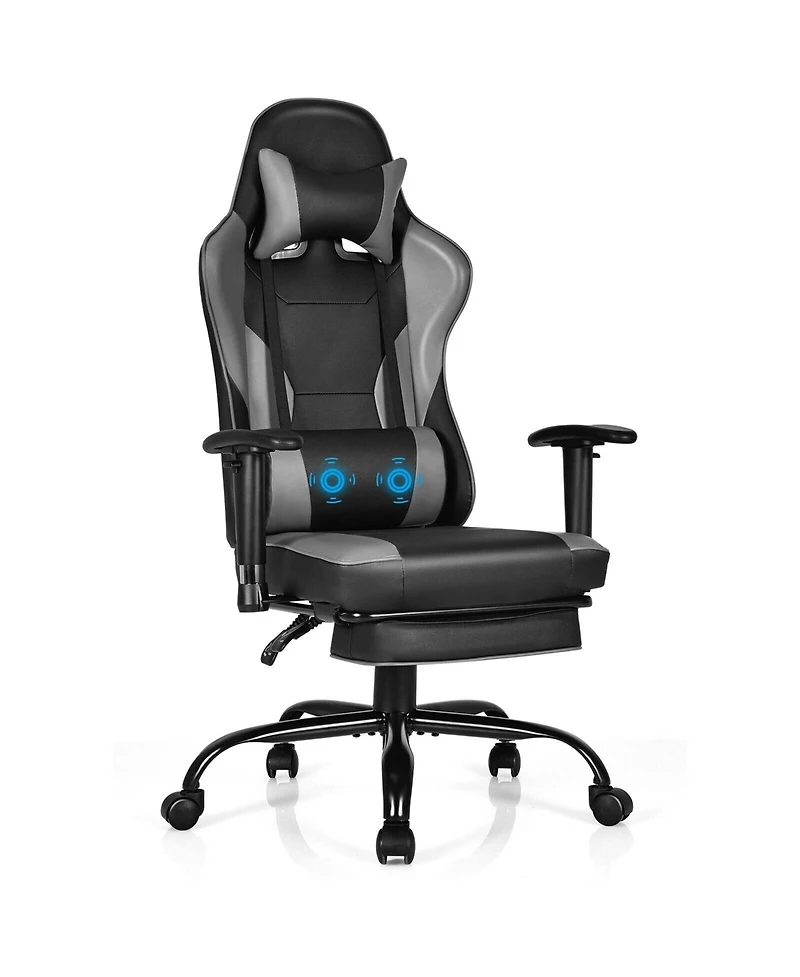 Gymax Massage Gaming Chair Racing Computer Task Chair Recliner w/Footrest