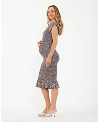 Ripe Maternity Stylish Cyprus Shirred Dress in Black for Women