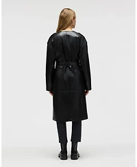 Nvlt Women's Poet Lapel Belted Faux Leather Trench Coat