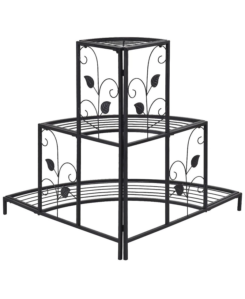 Costway 3 Tier Floral Corner Plant Stand Metal Flower Pot Rack Stair Display Ladder