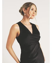 Six Stories Plunge Drape Satin Bridesmaid Dress