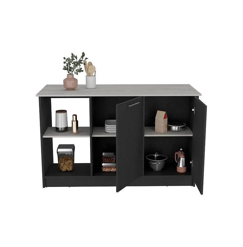 We Have Furniture Kitchen Island Padua, Kitchen, Black / Onyx