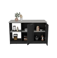 We Have Furniture Kitchen Island Padua, Kitchen, Black / Onyx