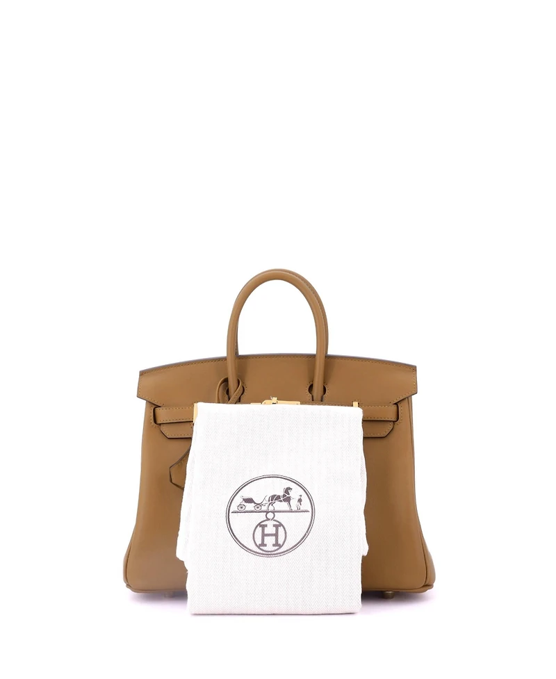 Pre-Owned Hermes Birkin 25 Handbag Brown Swift with Gold Hardware