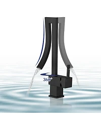 Greenspring Waterfall Unique Design Single Hole Single Handle Bathroom Sink Faucet In Matte Black