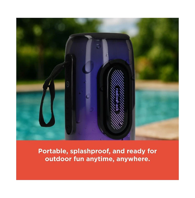 RadioShack Wireless Portable Speaker, 10W, Rgb 360 Lights, Bluetooth 5.1, Waterproof IPX5 with Fm Radio 4001777