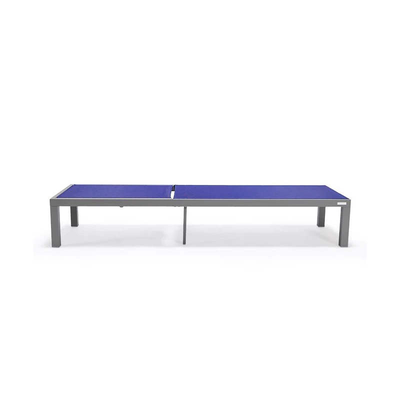 LeisureMod Marlin Patio Chaise Lounge Chair With Grey Aluminum Frame