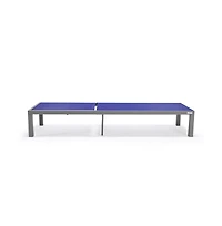 LeisureMod Marlin Patio Chaise Lounge Chair With Grey Aluminum Frame