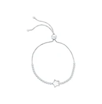 Caribbean Treasures Sterling Silver, Star Mop Center, Cz Adjustable Bolo Bracelet