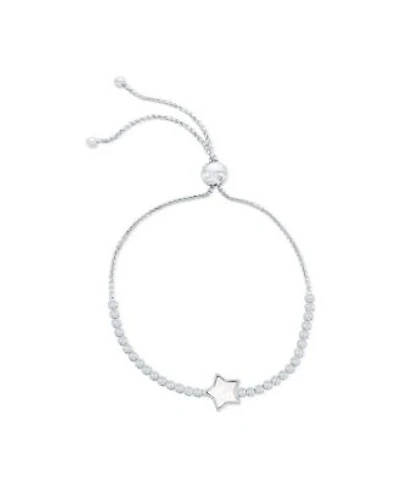 Sterling Silver Star Mop Center Cz Adjustable Bolo Bracelet