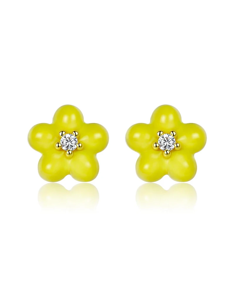 Anna Zuckerman Petit Daisy Yellow Earrings