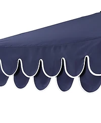Jonathan Y Tracy 9 ft. Classic MidCentury Scalloped Fringe Market Patio Umbrella with Auto-Tilt Crank, Wind Vent and Uv Protection in Coral