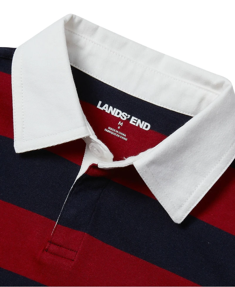 Lands' End Big Boys Husky Long Sleeve Collared Rugby Shirt