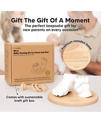 KeaBabies Reve Baby Casting Kit Hands and Feet Mold, 3D Hand 0-9 Months with Wood Base, Bpa-Free Keepsake