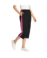 Woman Within Plus Side-Stripe Cotton French Terry Capri