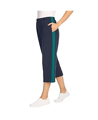 Woman Within Plus Side-Stripe Cotton French Terry Capri