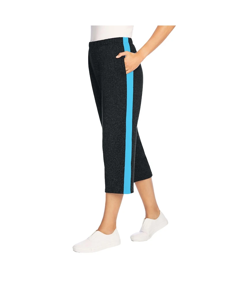 Woman Within Plus Side-Stripe Cotton French Terry Capri