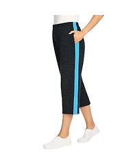 Woman Within Plus Side-Stripe Cotton French Terry Capri