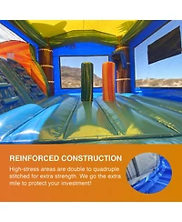 JumpOrange Cali Palms Commercial Grade Bounce House Water Slide with Dual Lane and Detachable Pool for Kids and Adults (with Blower), Tunnel Entrance,