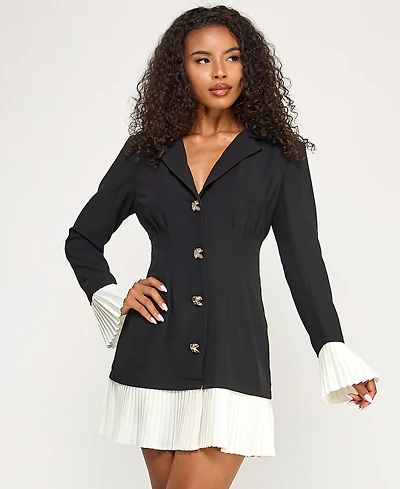 Seni & Cade Juniors' Long Sleeve Button Up Jacket Dress