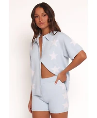Petal and Pup Women's Lela Knitted Shirt - Light Blue Stars