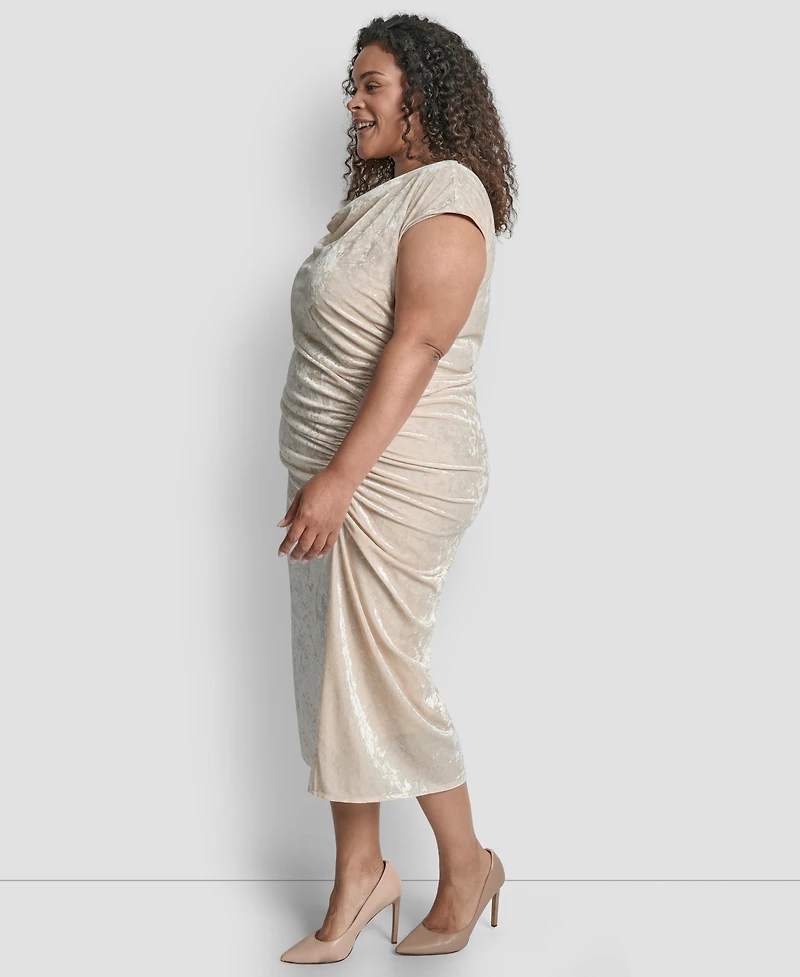 Dkny Plus Bungee Cord Ruched Midi Dress