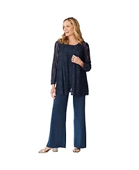 Woman Within Women's Plus 3-Piece Lace Jacket/Tank/Pant Set